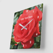 赤いバライン開花フラワー ラウンド壁時計 (傾斜)