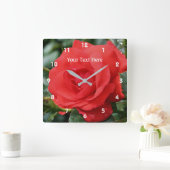 赤いバライン開花フラワー ラウンド壁時計 (ホーム)