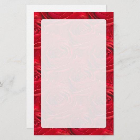 赤いバラパターンの抽象的な中心 便箋 (正面/裏面)