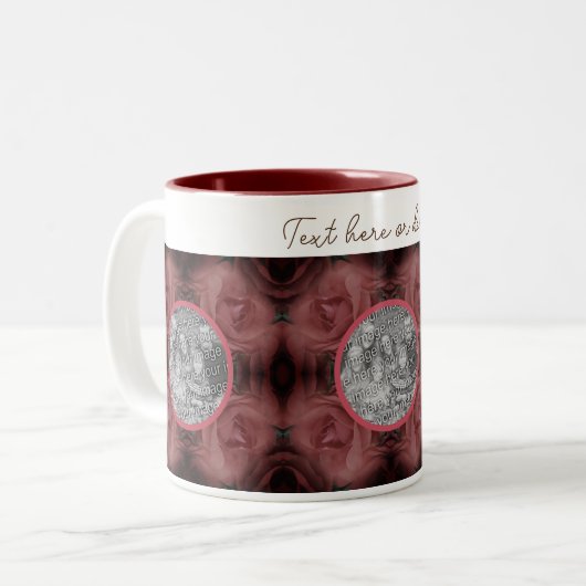 赤いバラパーソナライズされたの枠で写真を追加 ツートーンマグカップ (正面左)