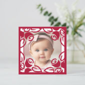 赤いバラパーソナライズされたス写真フラットグリーティングカード (スタンド正面)