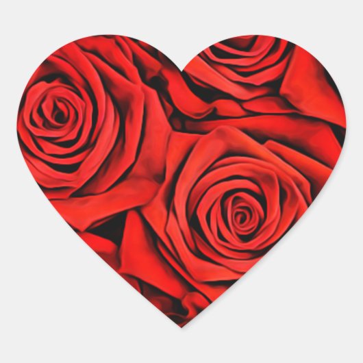 赤いバラフローラ花びら花の植物の花 ハートシール (正面)