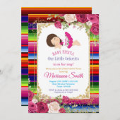 赤いバラメキシコフローラフィエスタベビーシャワー  招待状 (正面/裏面)