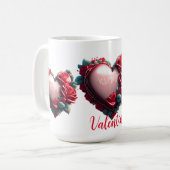赤いバラモダンのハートは私のバレンタイン コーヒーマグカップ (正面左)