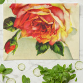 赤いバラヴィンテージレターキッチンタオル キッチンタオル (折り畳み)