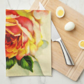 赤いバラヴィンテージレターキッチンタオル キッチンタオル (四つ折り)