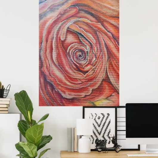 赤いバラ中央 ポスター (ホームオフィス)