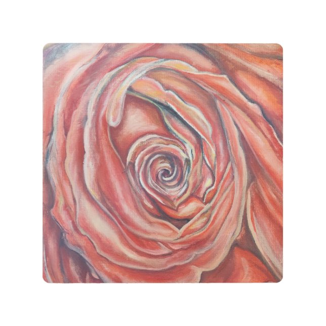 赤いバラ中央 メタルプリント (正面)