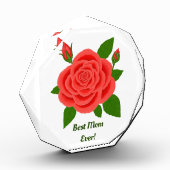 赤いバラ八角形の母の日のフォトブロック フォトブロック (左)