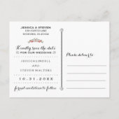 赤いバラ愛ハロウィーン結婚式の日付を保存 案内ポストカード (裏面)