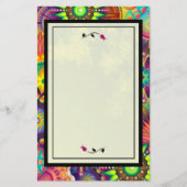 赤いバラ数々のの色のアールデコ抽象芸術 便箋 (正面)