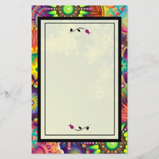 赤いバラ数々のの色のアールデコ抽象芸術 便箋 (正面)