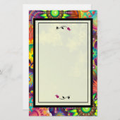 赤いバラ数々のの色のアールデコ抽象芸術 便箋 (正面/裏面)