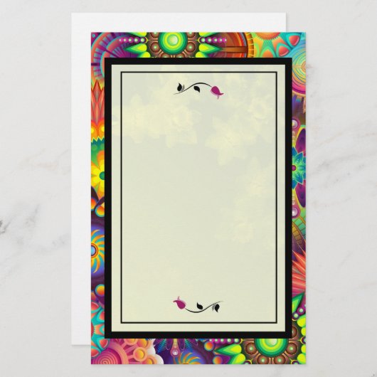 赤いバラ数々のの色のアールデコ抽象芸術 便箋 (正面/裏面)