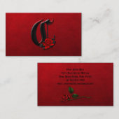 赤いバラ最初のCのゴシックの名刺との黒 名刺 (正面/裏面)