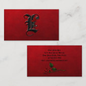 赤いバラ最初のLゴシックの名刺との黒 名刺 (正面/裏面)