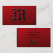 赤いバラ最初のMのゴシックの名刺との黒 名刺 (正面/裏面)