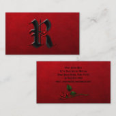 赤いバラ最初のRのゴシックの名刺との黒 名刺 (正面/裏面)