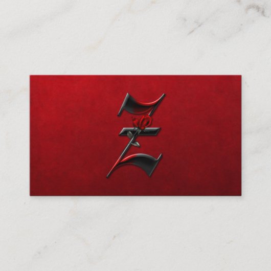 赤いバラ最初のZのゴシックの名刺との黒 名刺 (正面)