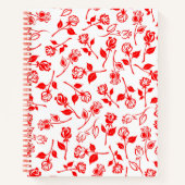 赤いバラ模様スパイラルノート ノートブック (正面)