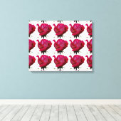 赤いバラ模様 キャンバスプリント (インサイチュ (ウッドフロア))