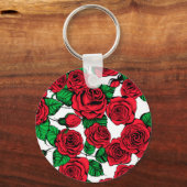 赤いバラ模様 キーホルダー (正面)