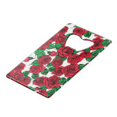 赤いバラ模様 クレジットカード栓抜き (裏面アングル)