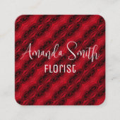 赤いバラ模様 スクエア名刺 (正面)