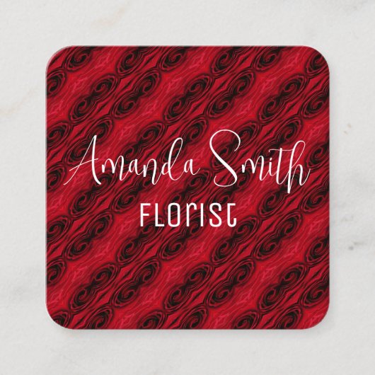 赤いバラ模様 スクエア名刺 (正面)