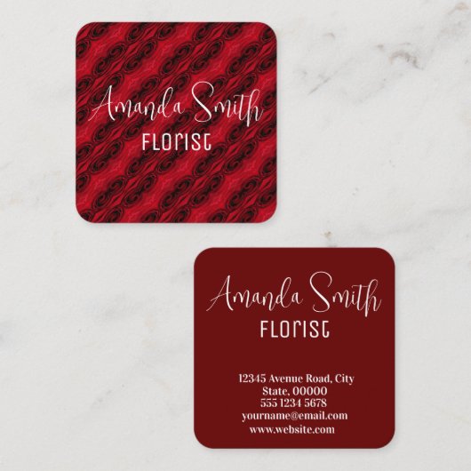 赤いバラ模様 スクエア名刺 (正面/裏面)