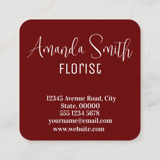 赤いバラ模様 スクエア名刺 (裏面)