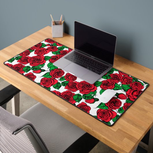 赤いバラ模様 デスクマット (オフィス2)