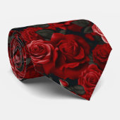 赤いバラ模様 ネクタイ (ロール)