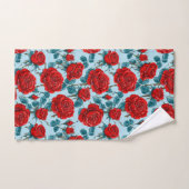 赤いバラ模様 バスタオルセット (ハンドタオル)