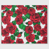 赤いバラ模様 ラッピングペーパー (フラット)