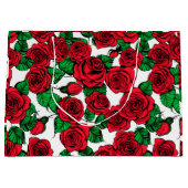 赤いバラ模様 ラージペーパーバッグ (正面)