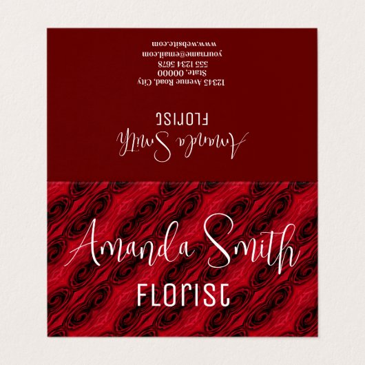 赤いバラ模様 名刺 (外部フラット)