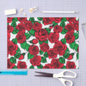赤いバラ模様 薄葉紙 (クラフト)