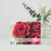 赤いバラ母の日はがき ポストカード (スタンド正面)