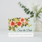 赤いバラ水彩植物保存日 案内ポストカード (スタンド正面)