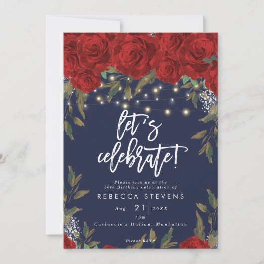 赤いバラ海軍は誕生日を祝おう 招待状 (正面)