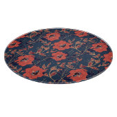 赤いバラ牡丹ダークバックグラウンド カッティングボード (角)