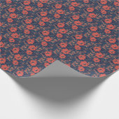 赤いバラ牡丹ダークバックグラウンド ラッピングペーパー (角)