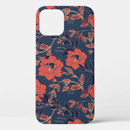 赤いバラ牡丹ダークバックグラウンド Case-Mate iPhoneケース (裏面)