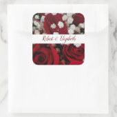 赤いバラ白いバナー結婚のステッカー スクエアシール (バッグ)