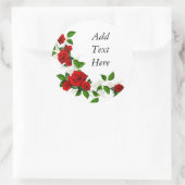 赤いバラ白い花カスタマイズ ラウンドシール (バッグ)