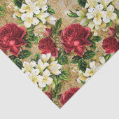 赤いバラ白ライズヴィンテージクリスマスフラワー 薄葉紙 (詳細)