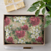 赤いバラ白ライズヴィンテージクリスマスフラワー 薄葉紙 (ギフト)