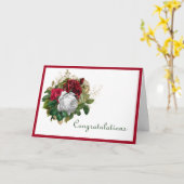 赤いバラ結婚のお祝いのカード カード (黄色い花)