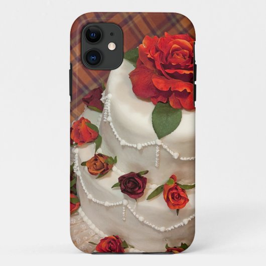 赤いバラ結婚のケーキ Case-Mate iPhoneケース (裏面)